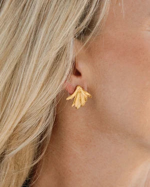 Gold Feather Burst Earrings
