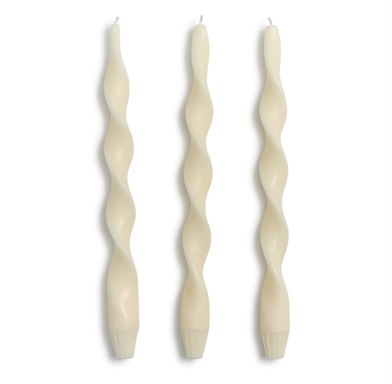 S/3 Twist and Glow Set Ivory 12” Twist Taper Candles In Gift Box
