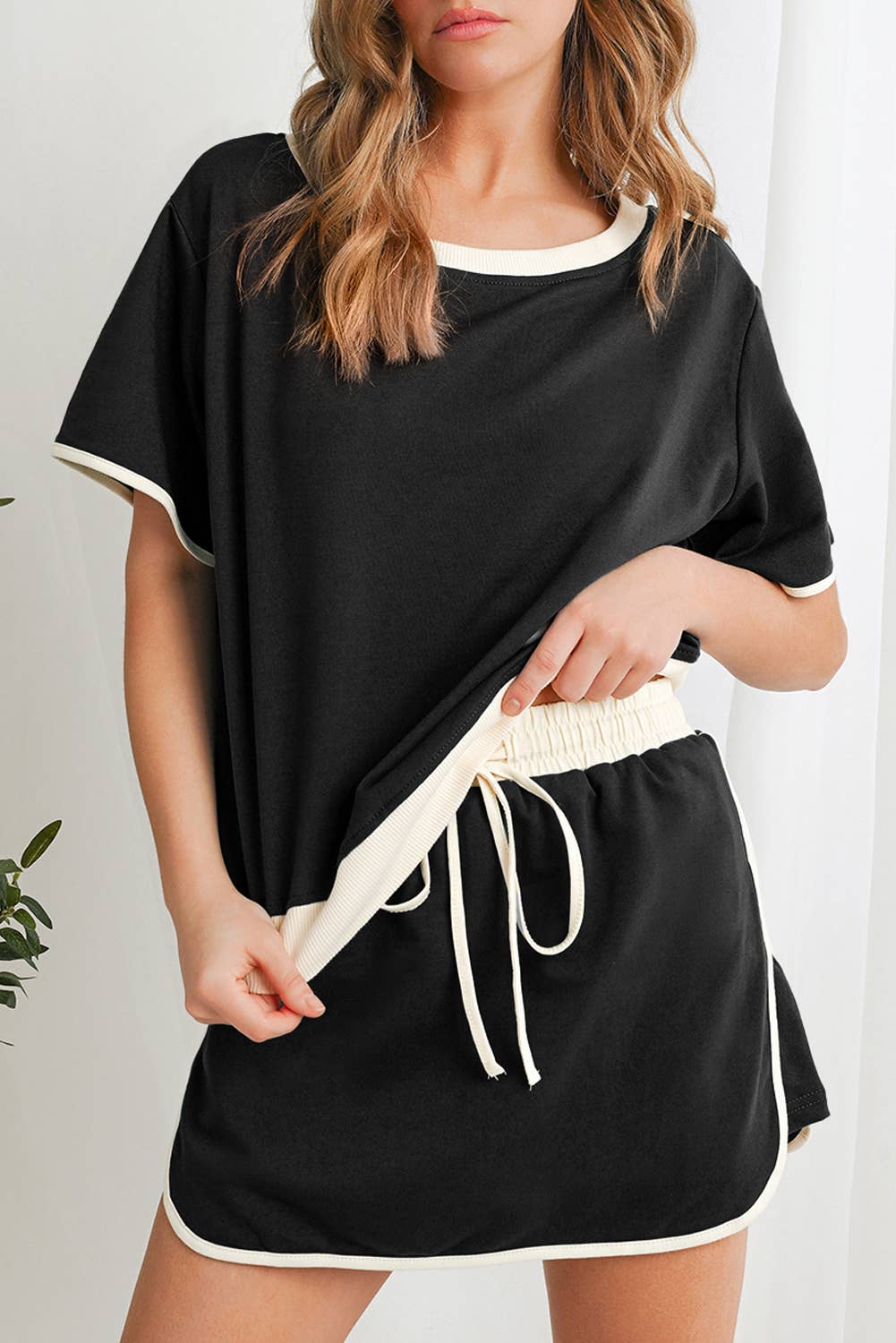 Colorblock Drop Shoulder T Shirt & Skirt Set | S-XL & 1X-4X