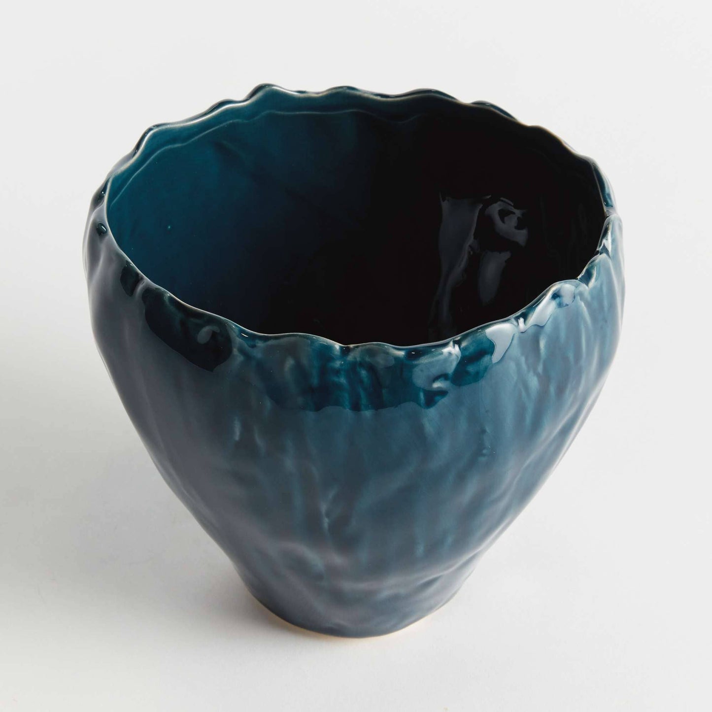 Evelyn Pot Large - Dark Blue Ceramic Cachepot w/ Drain Hole