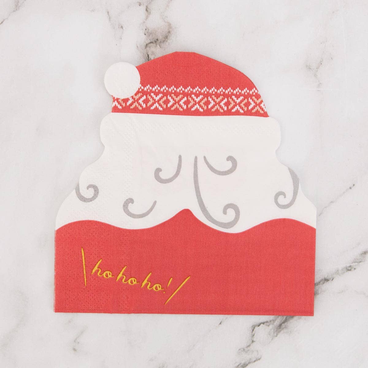 Santa Shaped Cocktail Napkins    Red/White   5"