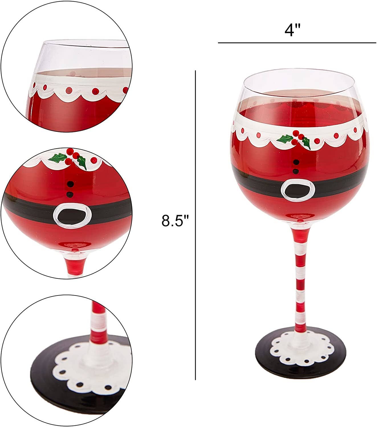 Santa Elf Holiday Stemmed Wine Glass- 18oz Holiday