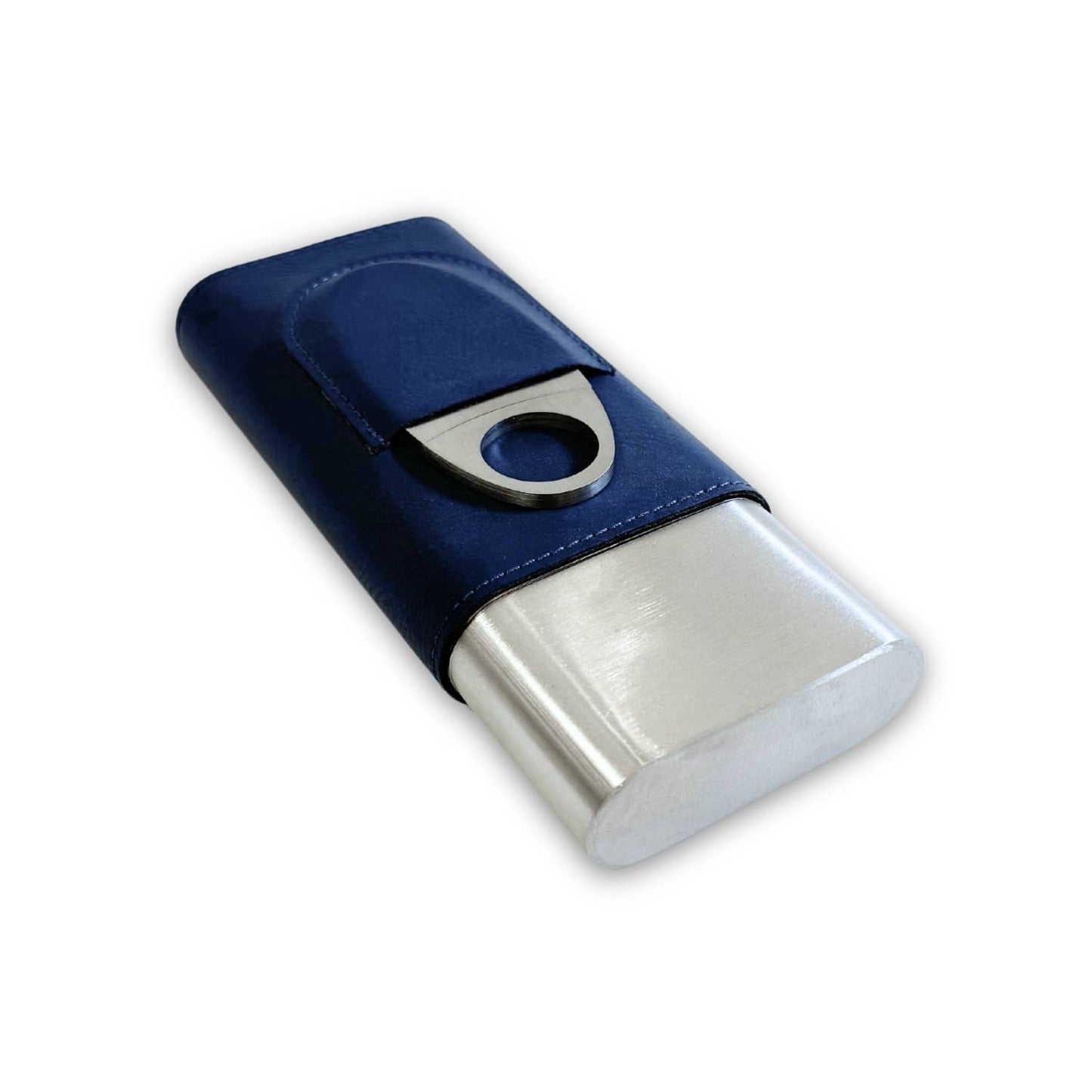 Harrison Leather and Steel Cigar Case with Cutter