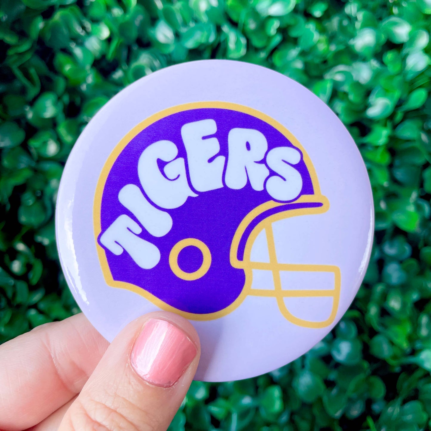 Helmet - Tigers - Purple & Yellow - Game Day Button