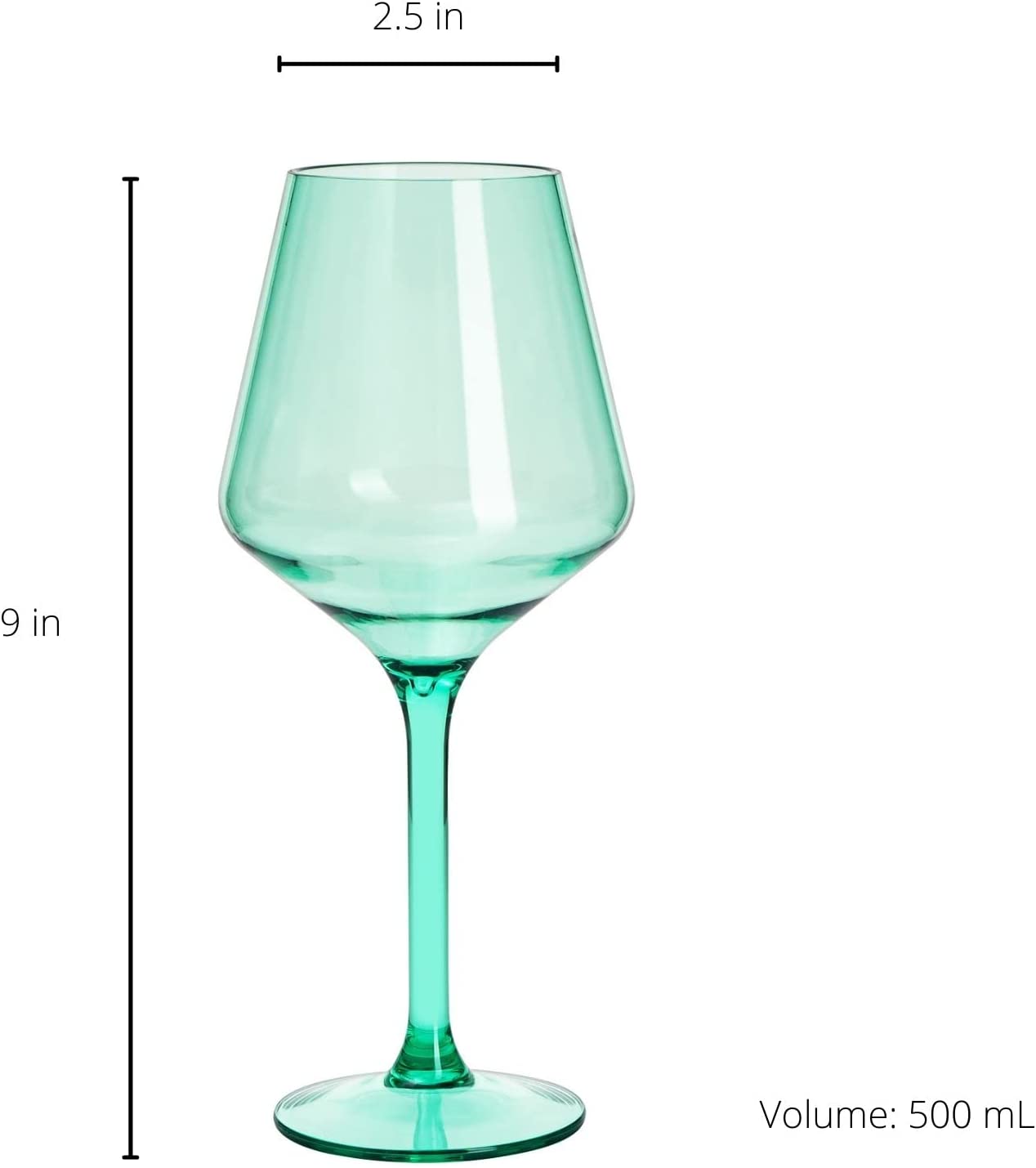 Single Unbreakable Colored Stemmed Wine Glasses, Acrylic Plastic oz