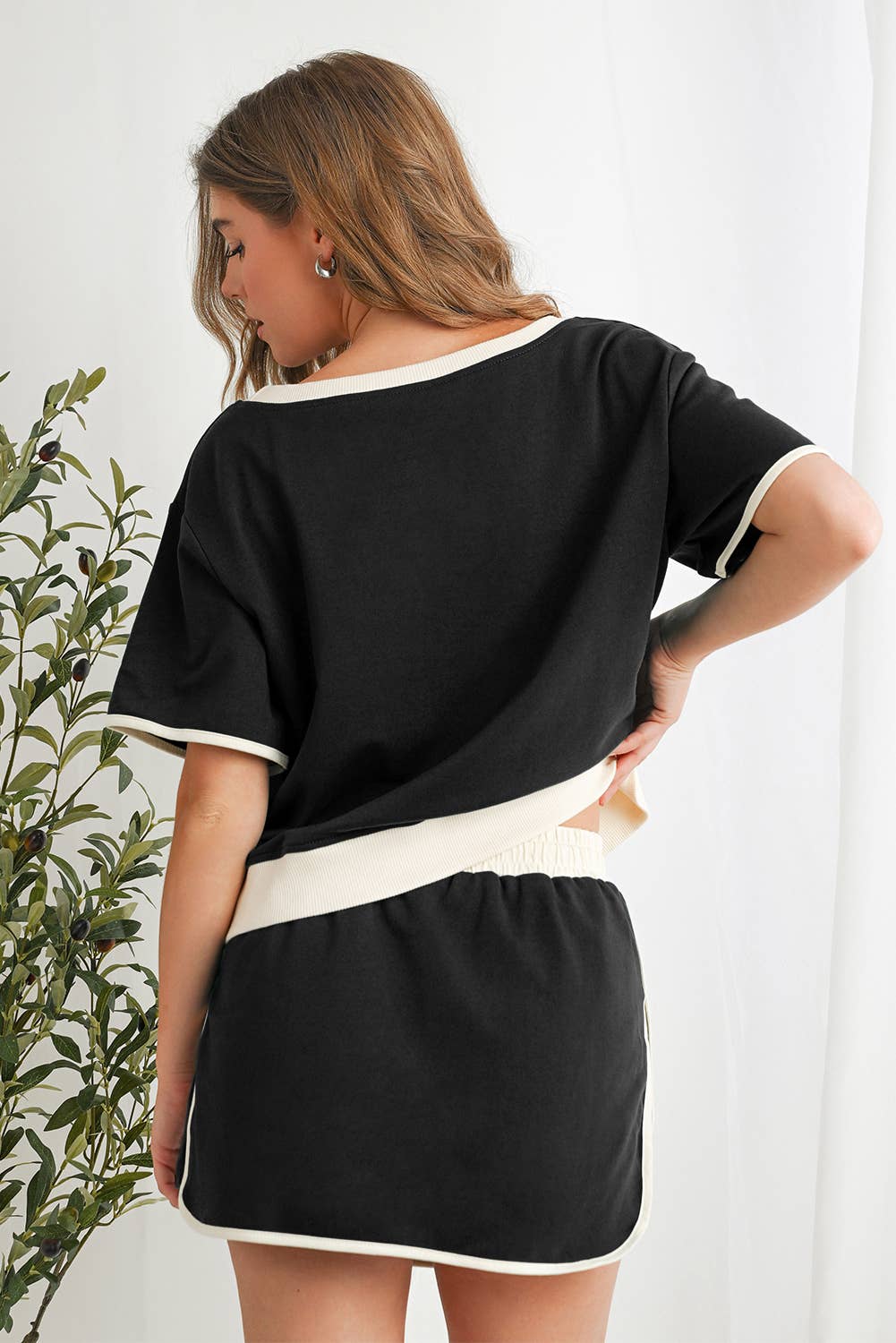 Colorblock Drop Shoulder T Shirt & Skirt Set | S-XL & 1X-4X