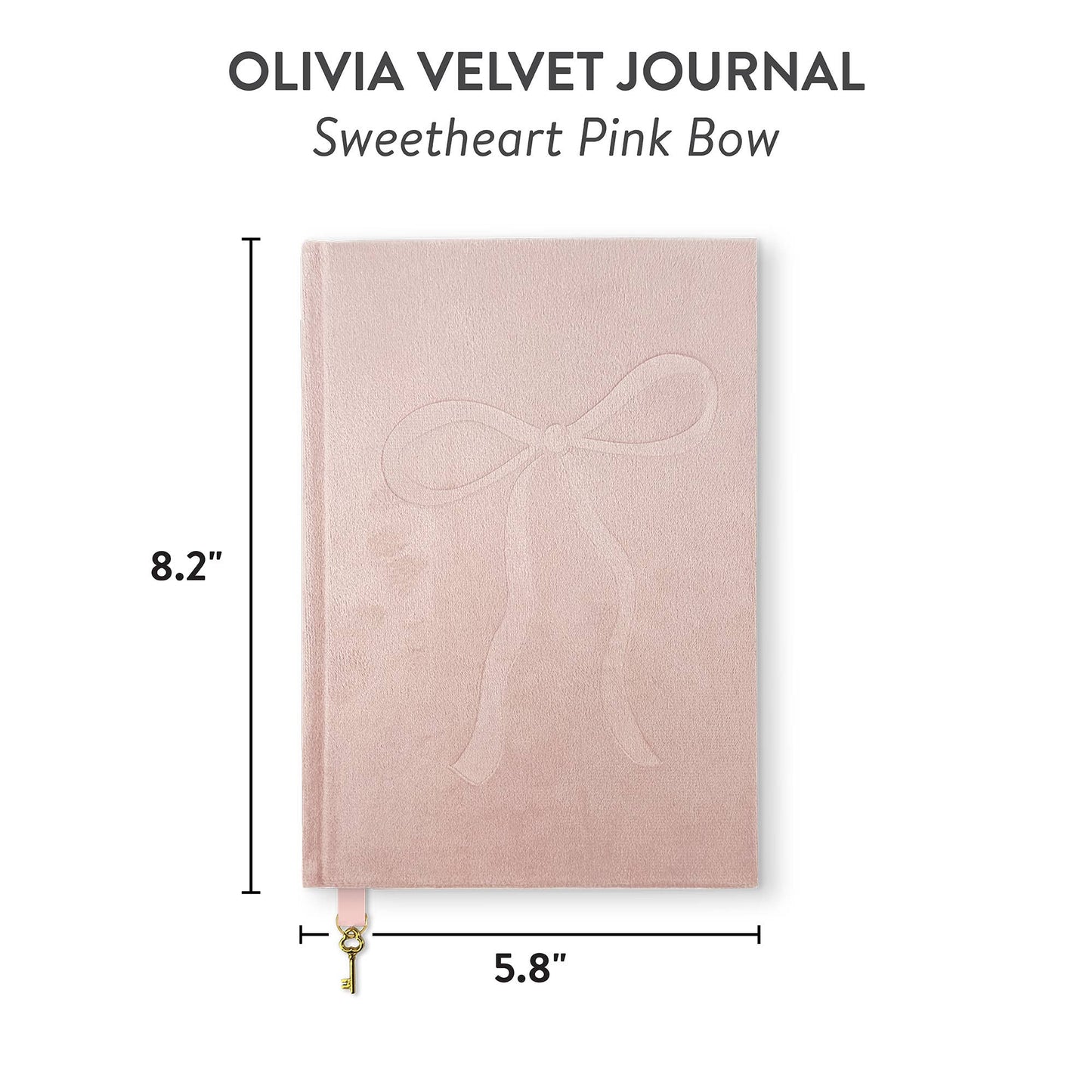 Sweetheart Pink Bow Olivia Velvet A5 Journal