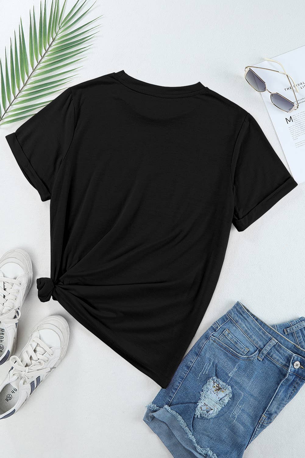 Multicolor Casual Plain Crew Neck Short Sleeve Tee | S-2XL