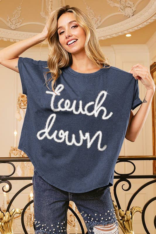 Touchdown Metallic Letter Vintage Washed Top