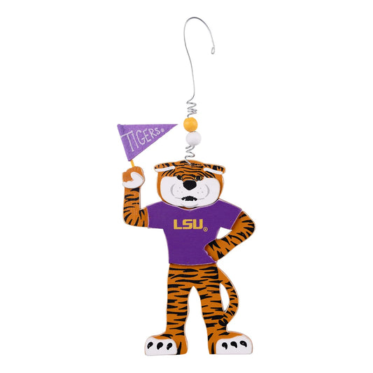 LSU Tiger Wooden Mascot Ornament