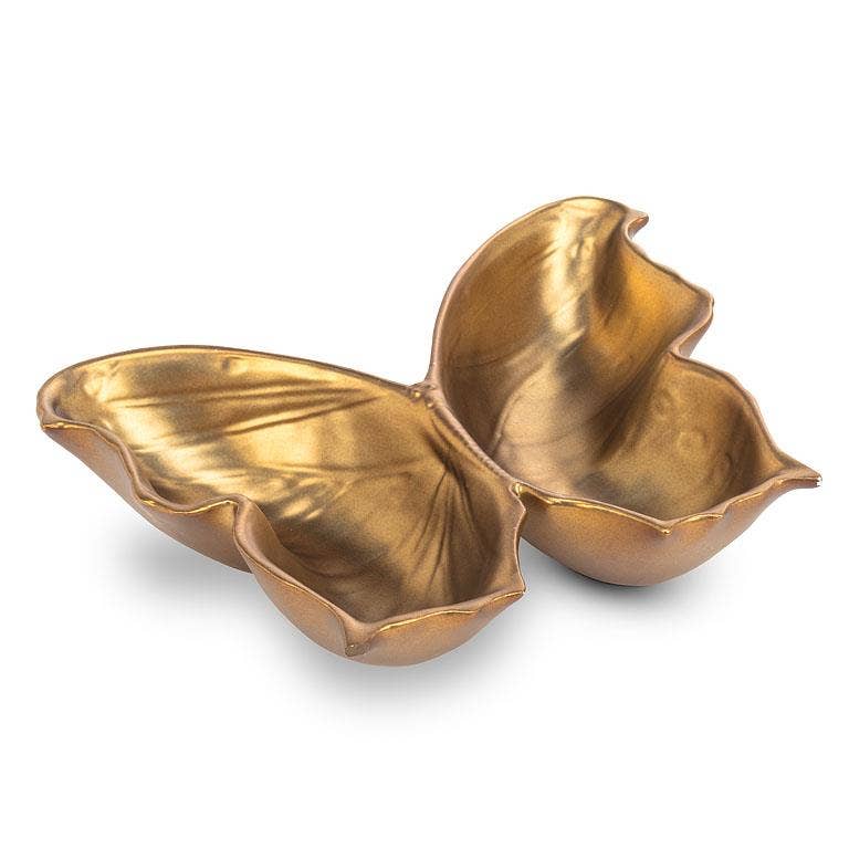 Deep Butterfly Dish-Gold-7.5"W