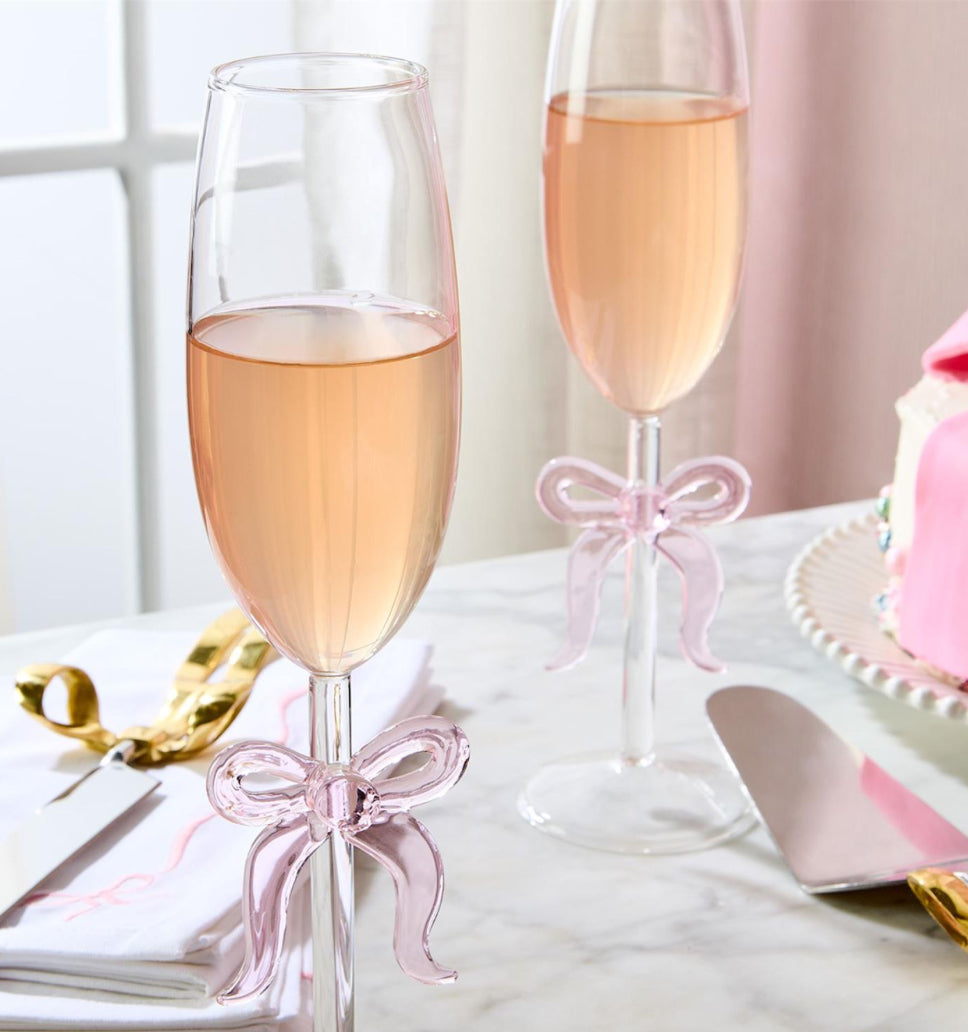 Pink Bow Champagne Glass