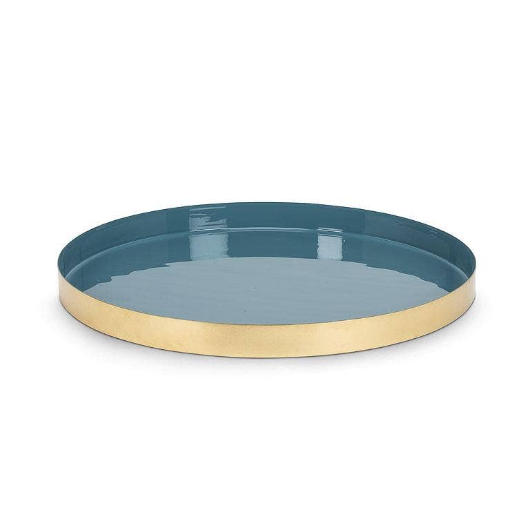 Lg Round Enamel Tray-Blu-14"D