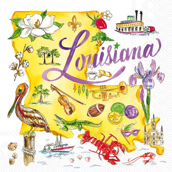 Paper Cocktail Napkins 20 ct LA LOUISIANA State Collection