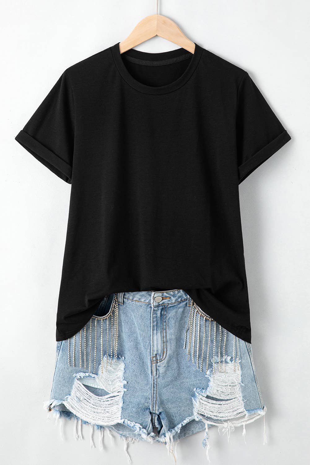 Multicolor Casual Plain Crew Neck Short Sleeve Tee | S-2XL