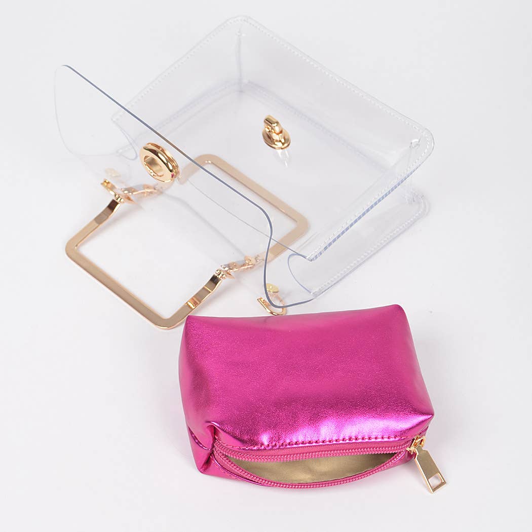 Metal Handle Clear Bag W/Pouch