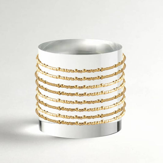 Confetti Beaded Bangle-Gold, Delicate Stacking Bracelets