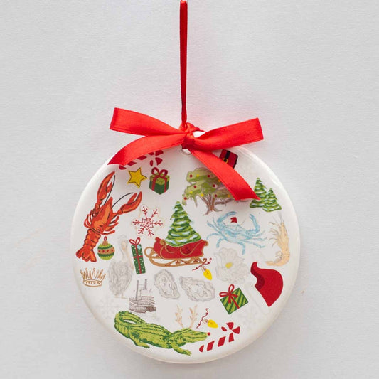 Cajun Christmas Ornament   White/Multi   4"