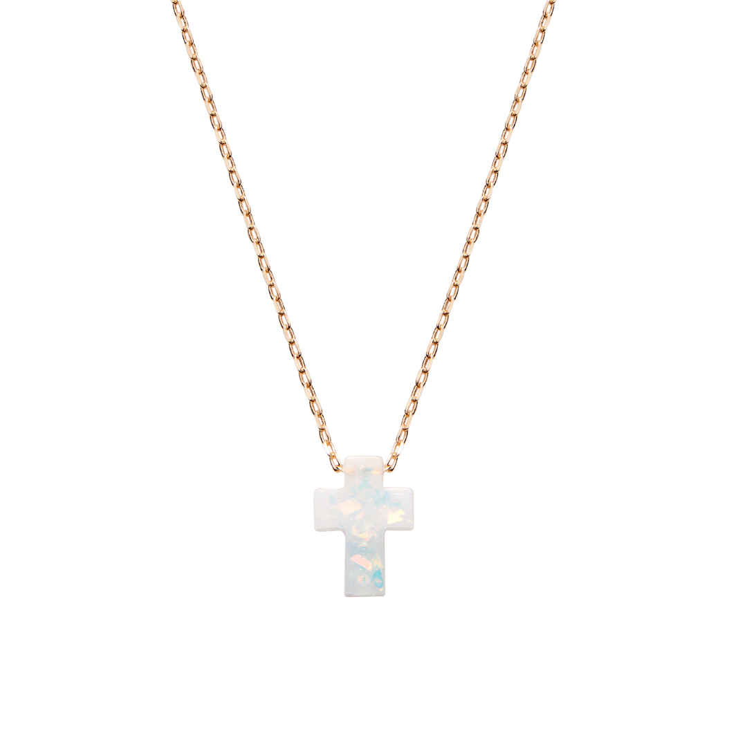 HOLY WATER CROSS NECKLACE IN GOLD