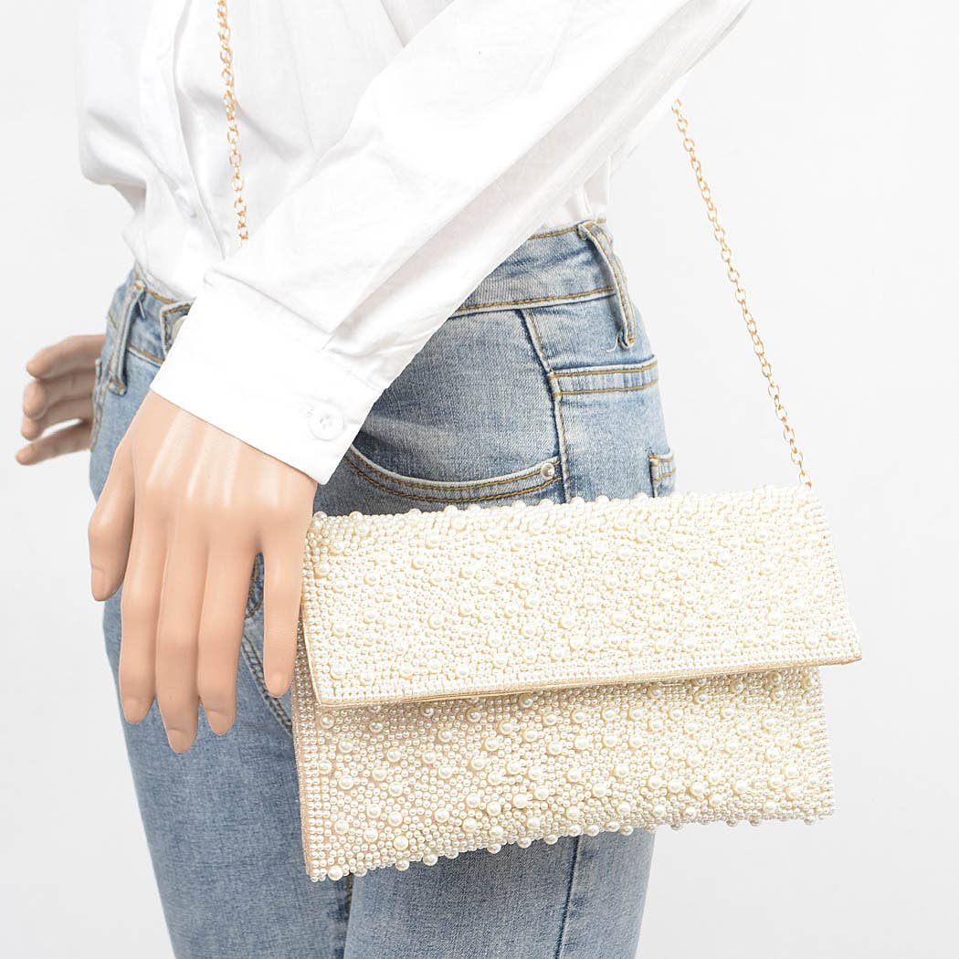 Faux Pearl Party Clutch
