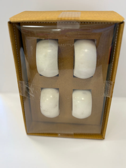 Marble Napkin Rings   White   2"