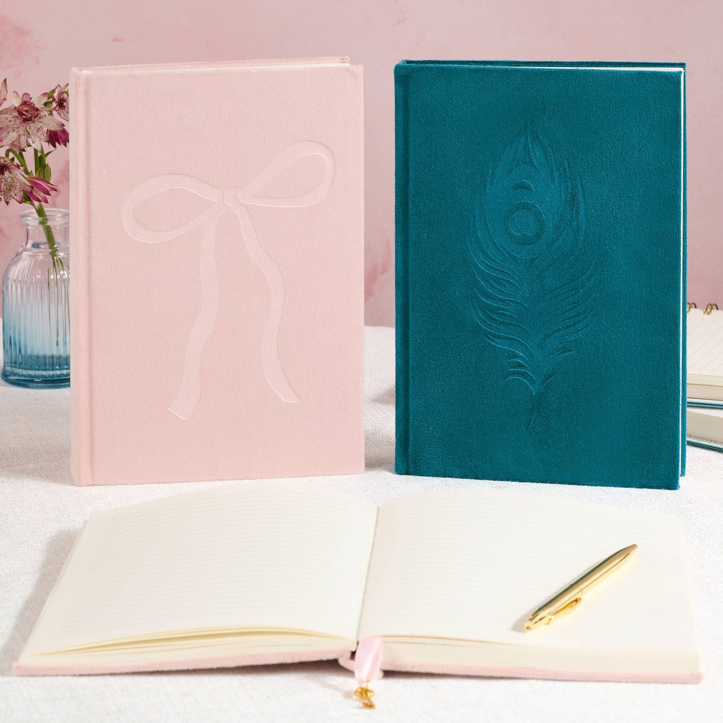 Sweetheart Pink Bow Olivia Velvet A5 Journal