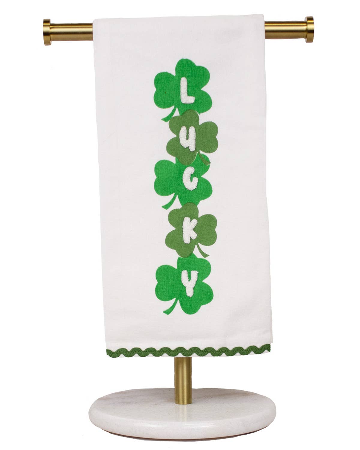 Lucky Clover Hand Towel   White/Green   20x28