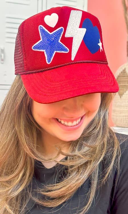 Red, White and Blue Sparkle Things Trucker Hat