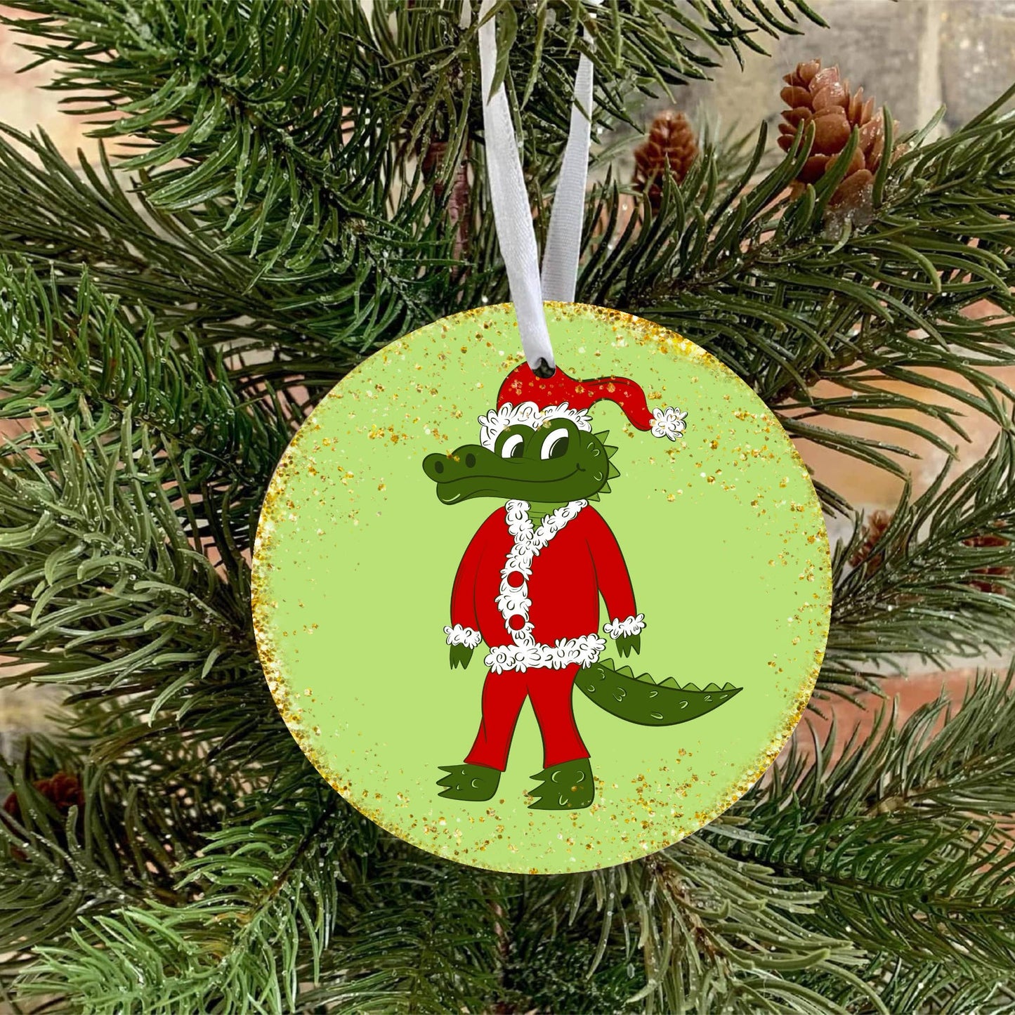 Christmas alligator Santa ornaments 