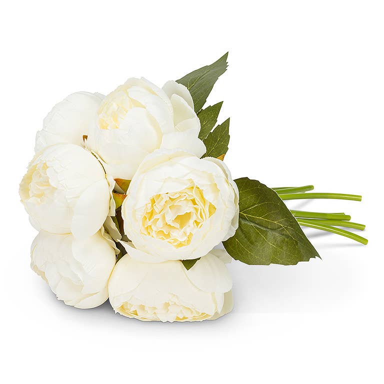 Full Peony Bouquet-Wht-10"H-2248