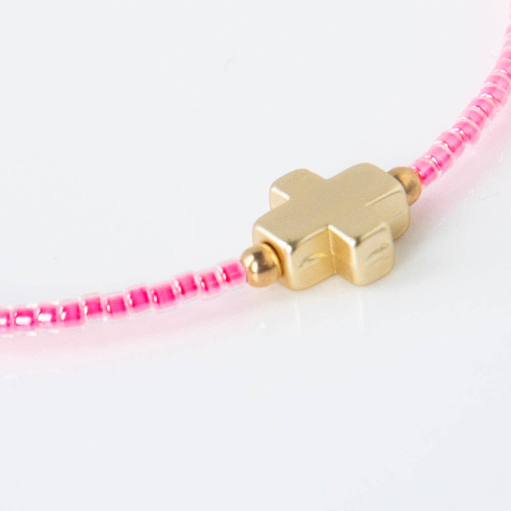 Faithful Cross Bangle-Hot Pink | Christian