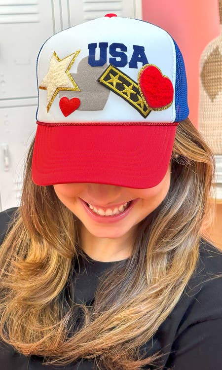 Patriotic Star Patch Trucker Hat