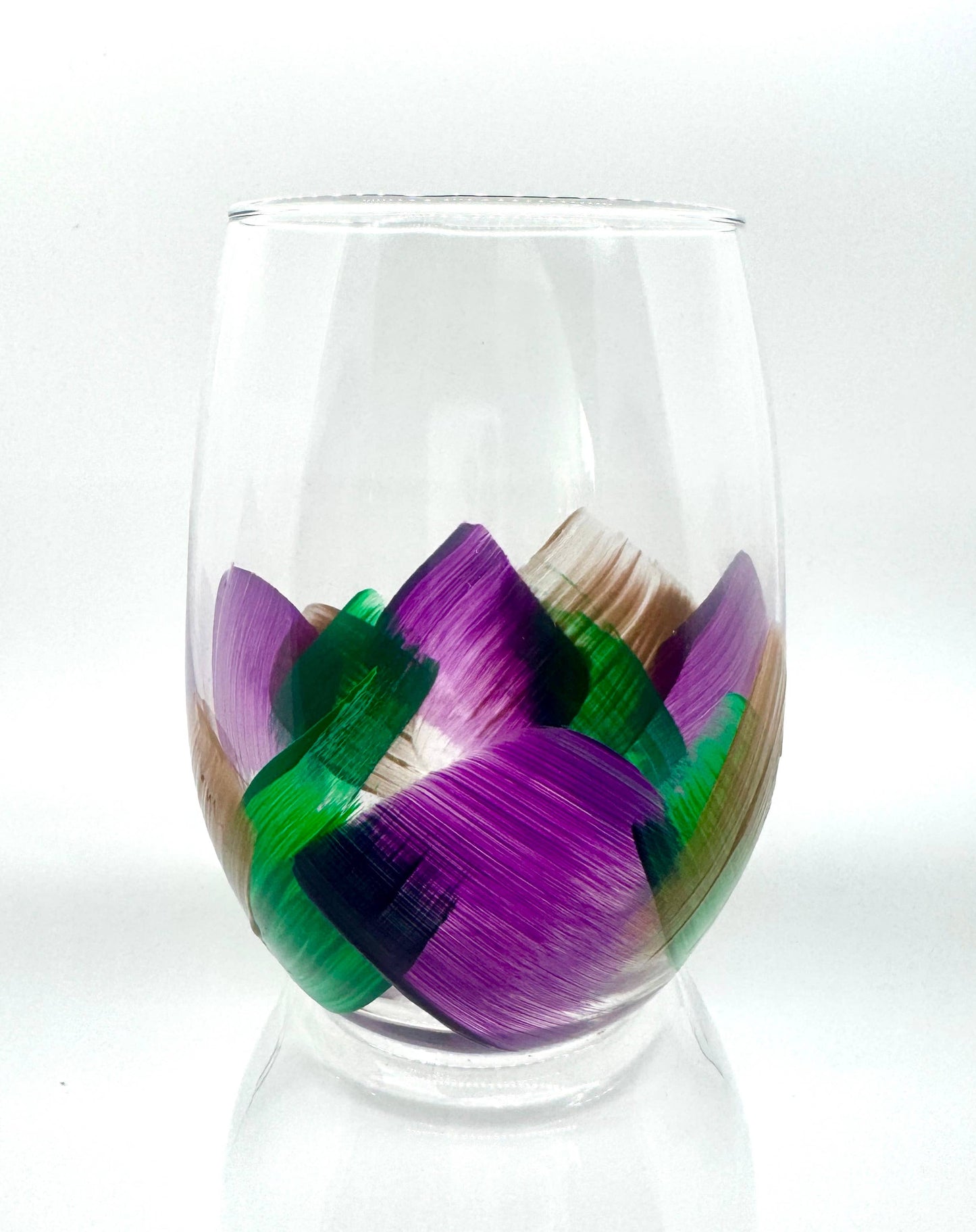 Mardi Gras | Stemless Wine Glasses | Wine Glasses | Painted