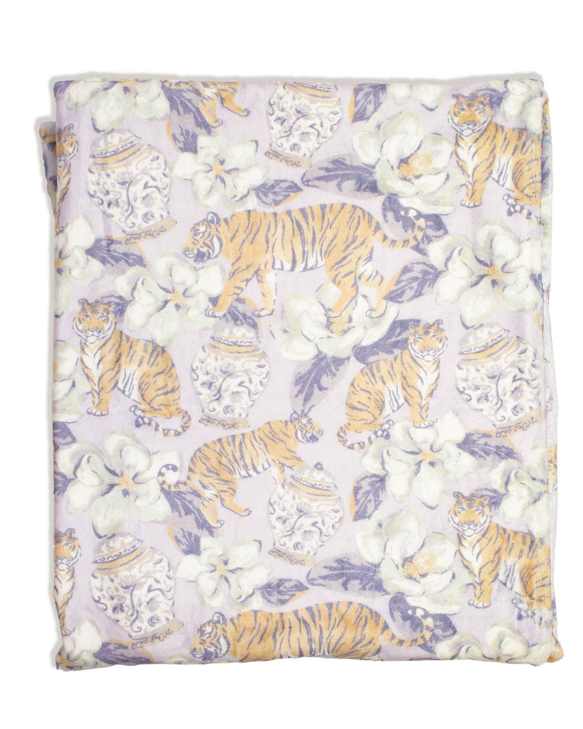 Chinoiserie Tiger Throw   Purple/Gold   50x60