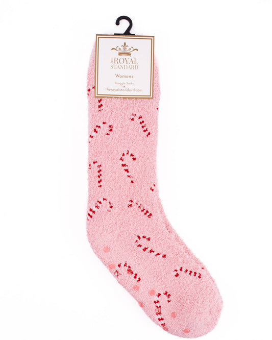 Women's Candy Cane Cutie Snuggle Socks   Light Pink   One Size