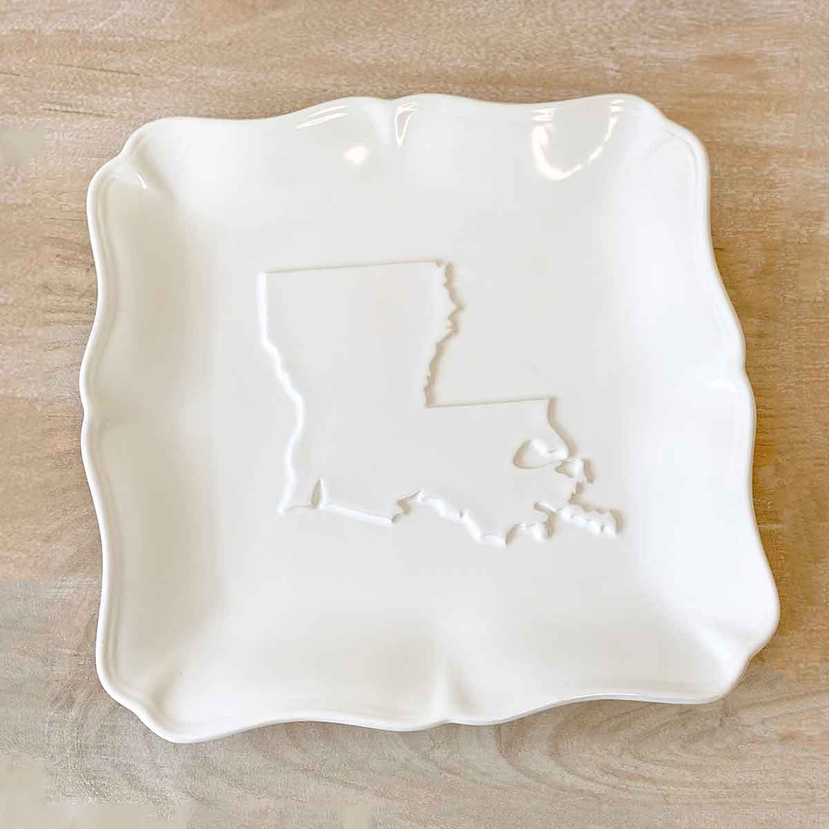 Louisiana Embossed Platter   White   11.5x11.5