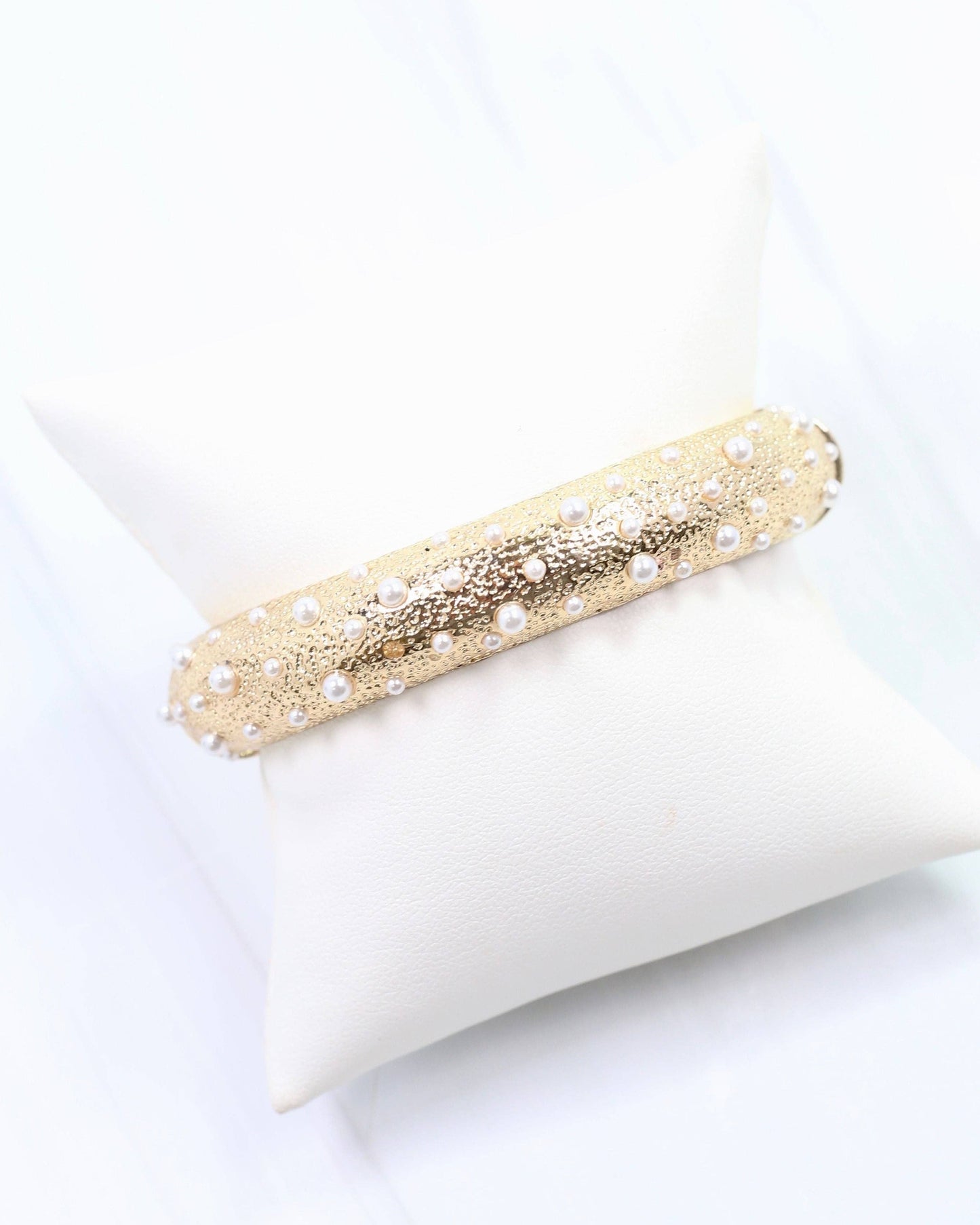Danice Textured Gold Bracelet Pearl