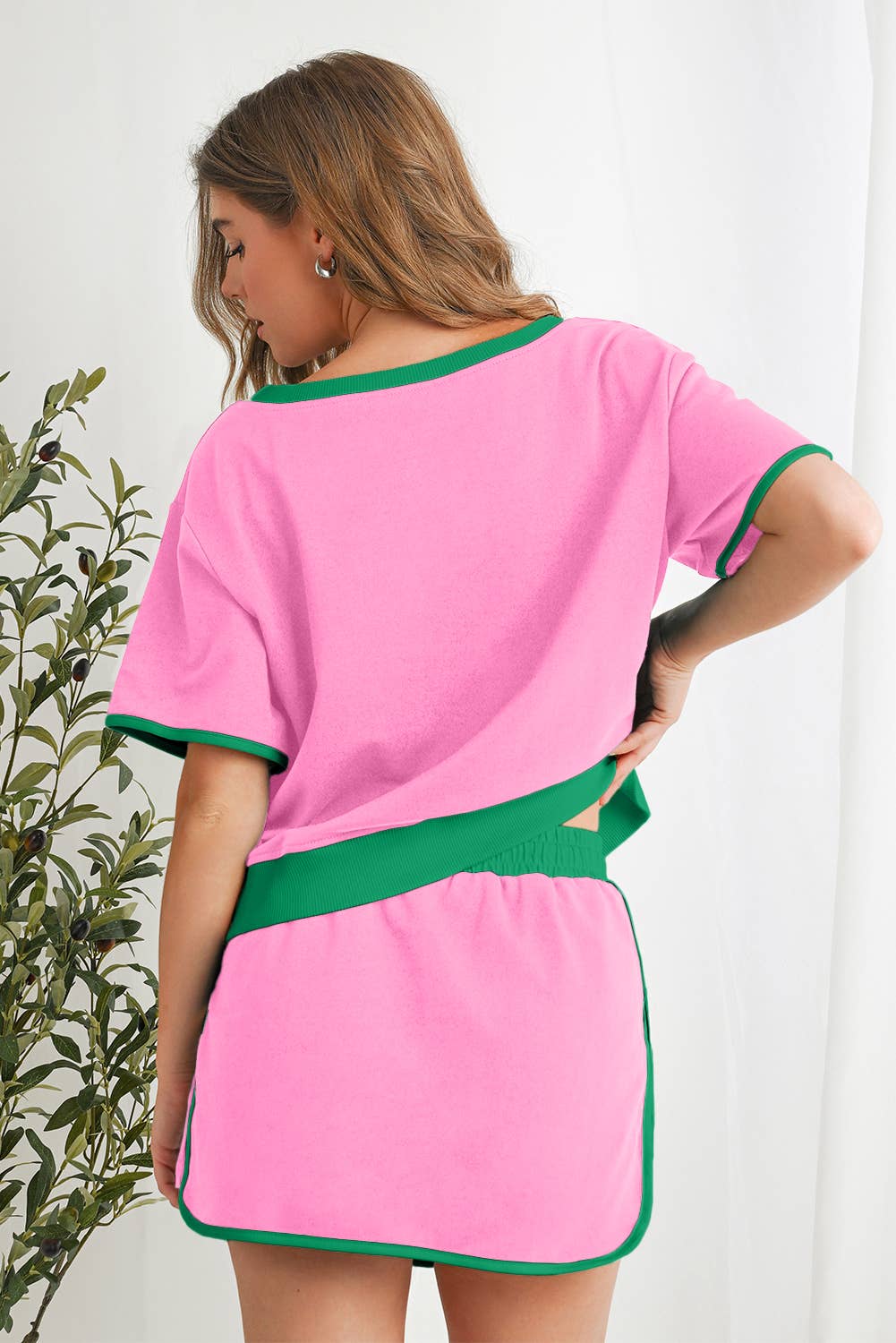 Colorblock Drop Shoulder T Shirt & Skirt Set | S-XL & 1X-4X