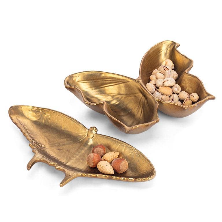 Deep Butterfly Dish-Gold-7.5"W