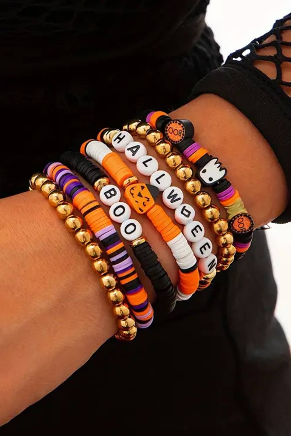 BOO Halloween Beaded Graphic Bracelet Set | 7pcs