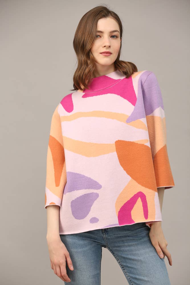 ABSTRACT MOCK NECK SWEATER FW12062