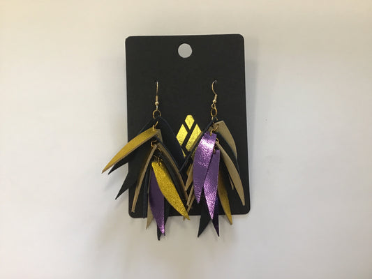 SJ Purple and Gold Leather Dangle