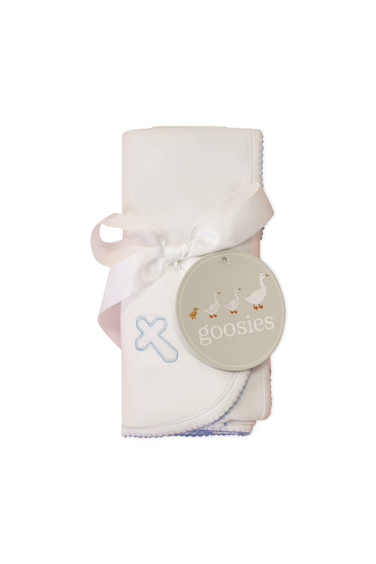 Pip Embroidered Blanket -  Blue Cross