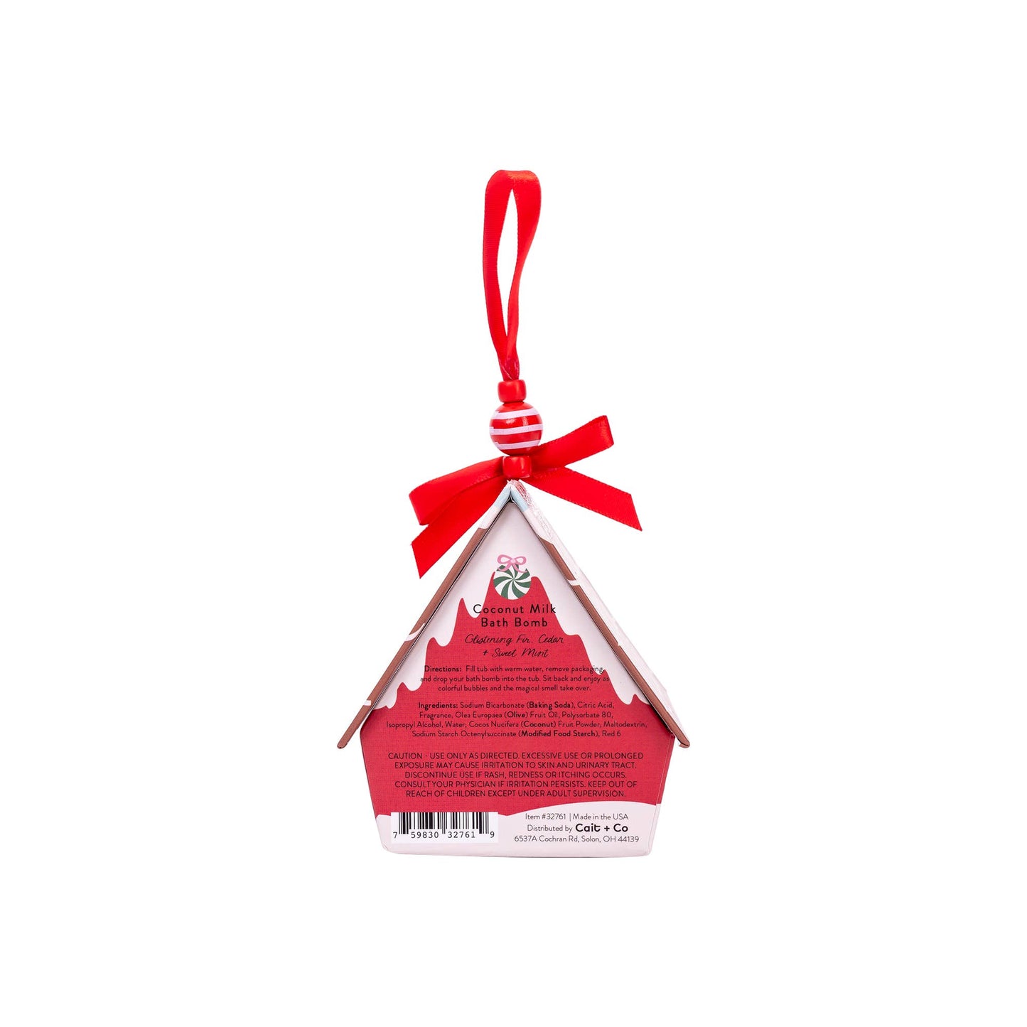Bath Bomb Christmas Ornament House - Red