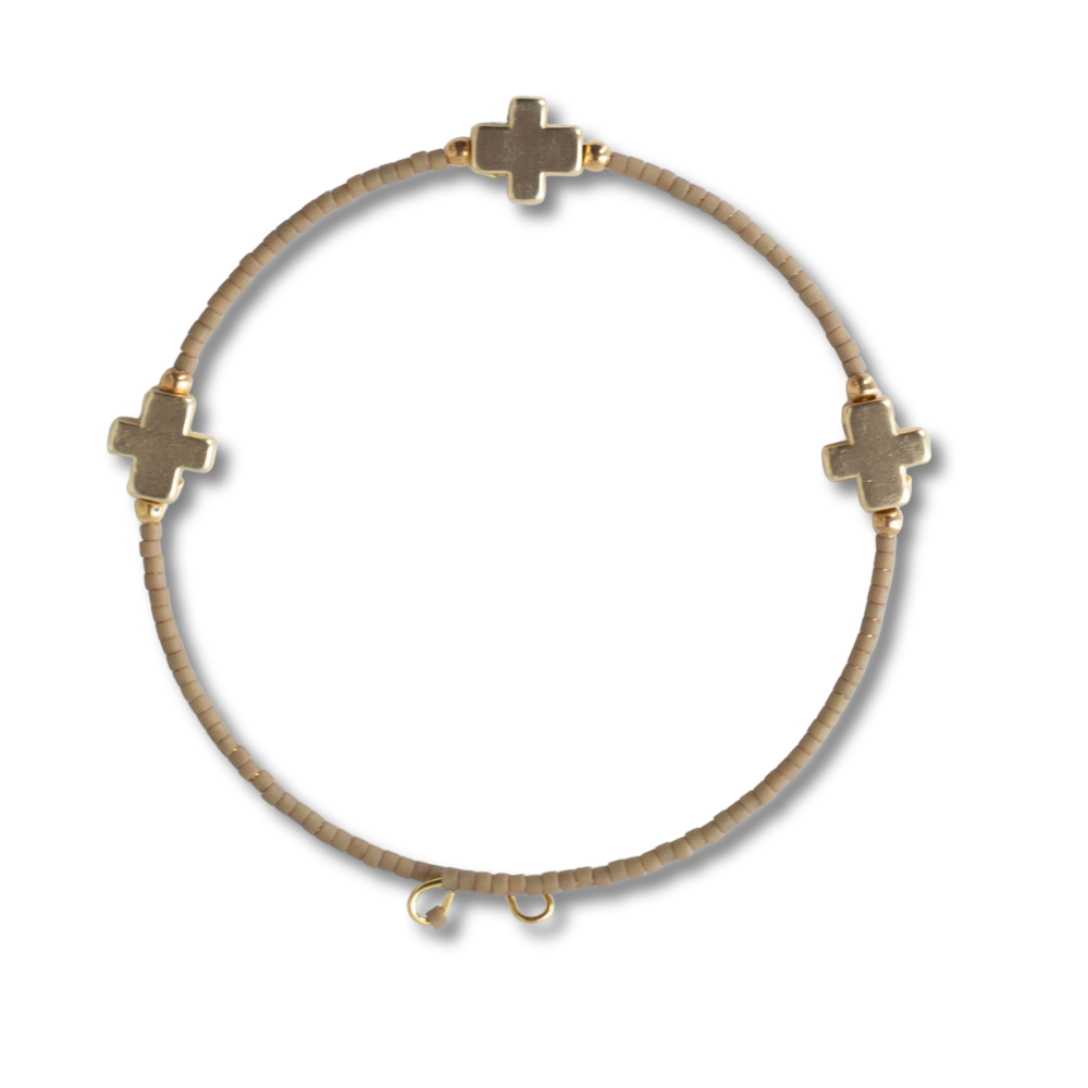 Faithful Cross Bangle-Mocha, Cross Bracelet | Christian