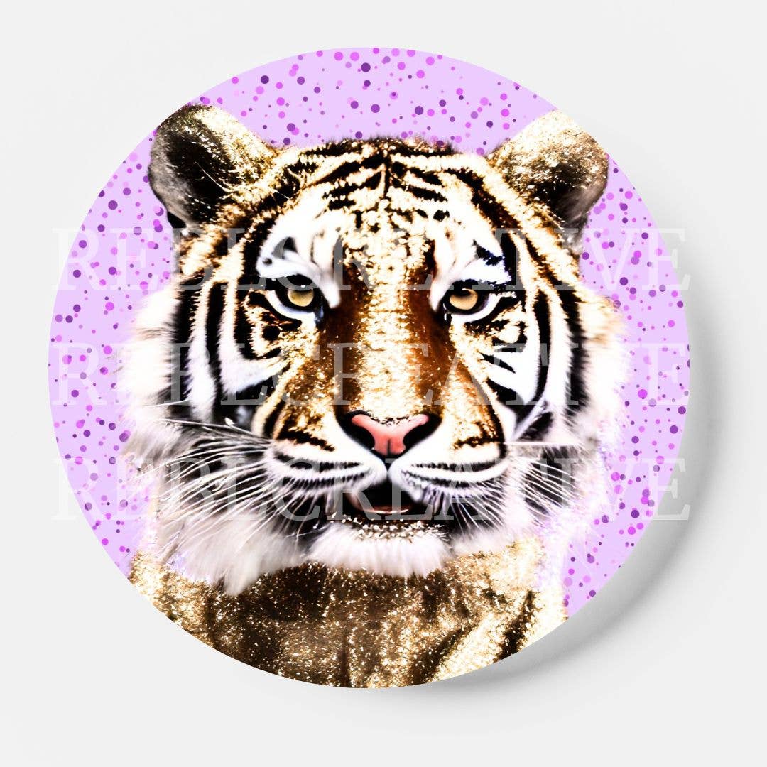 Glistening Tiger - Lavender - Game Day Button