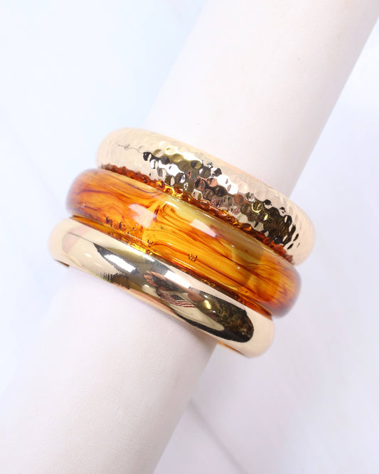 Chanute Gold Bangle Bracelet Set Tortoise