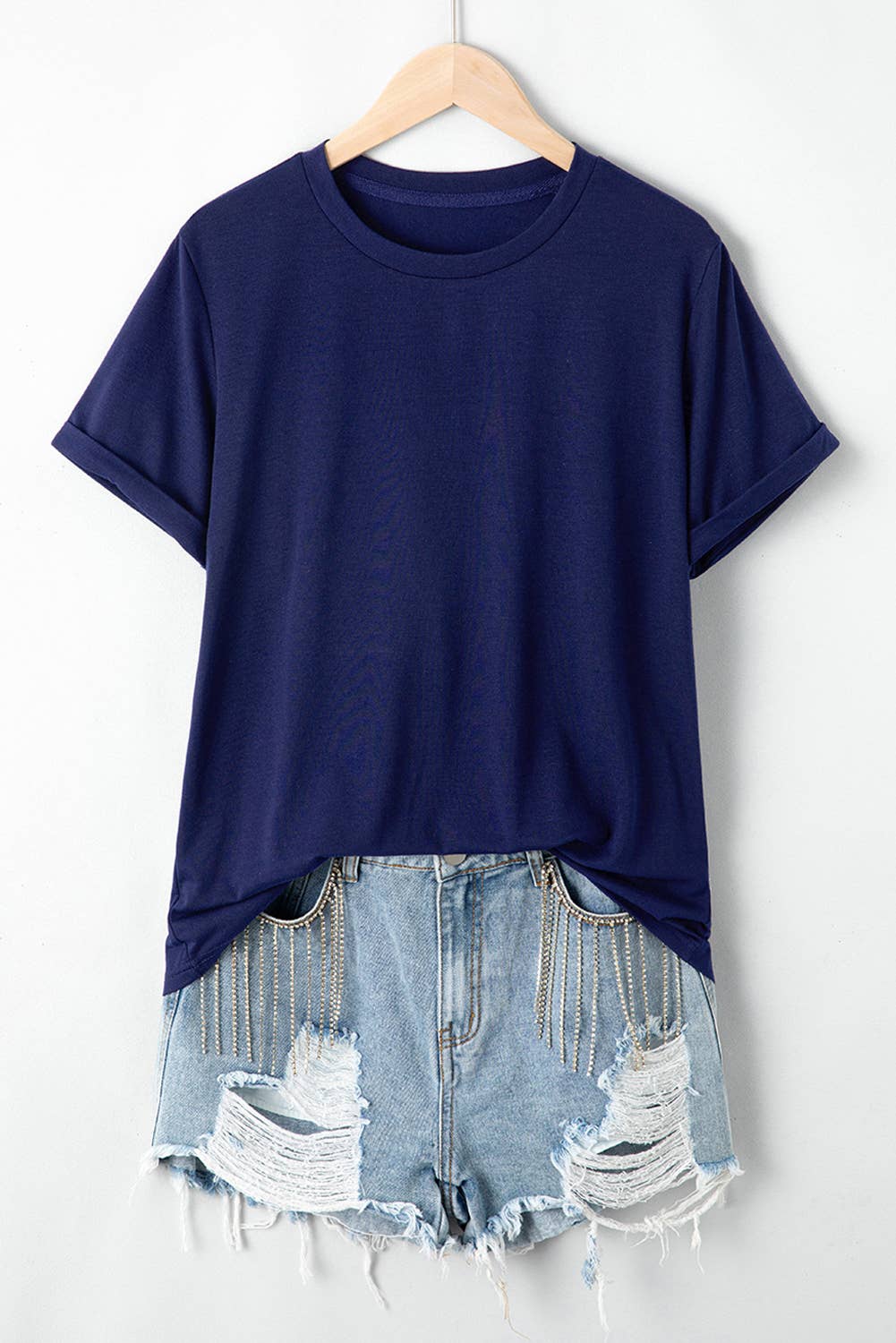 Multicolor Casual Plain Crew Neck Short Sleeve Tee | S-2XL