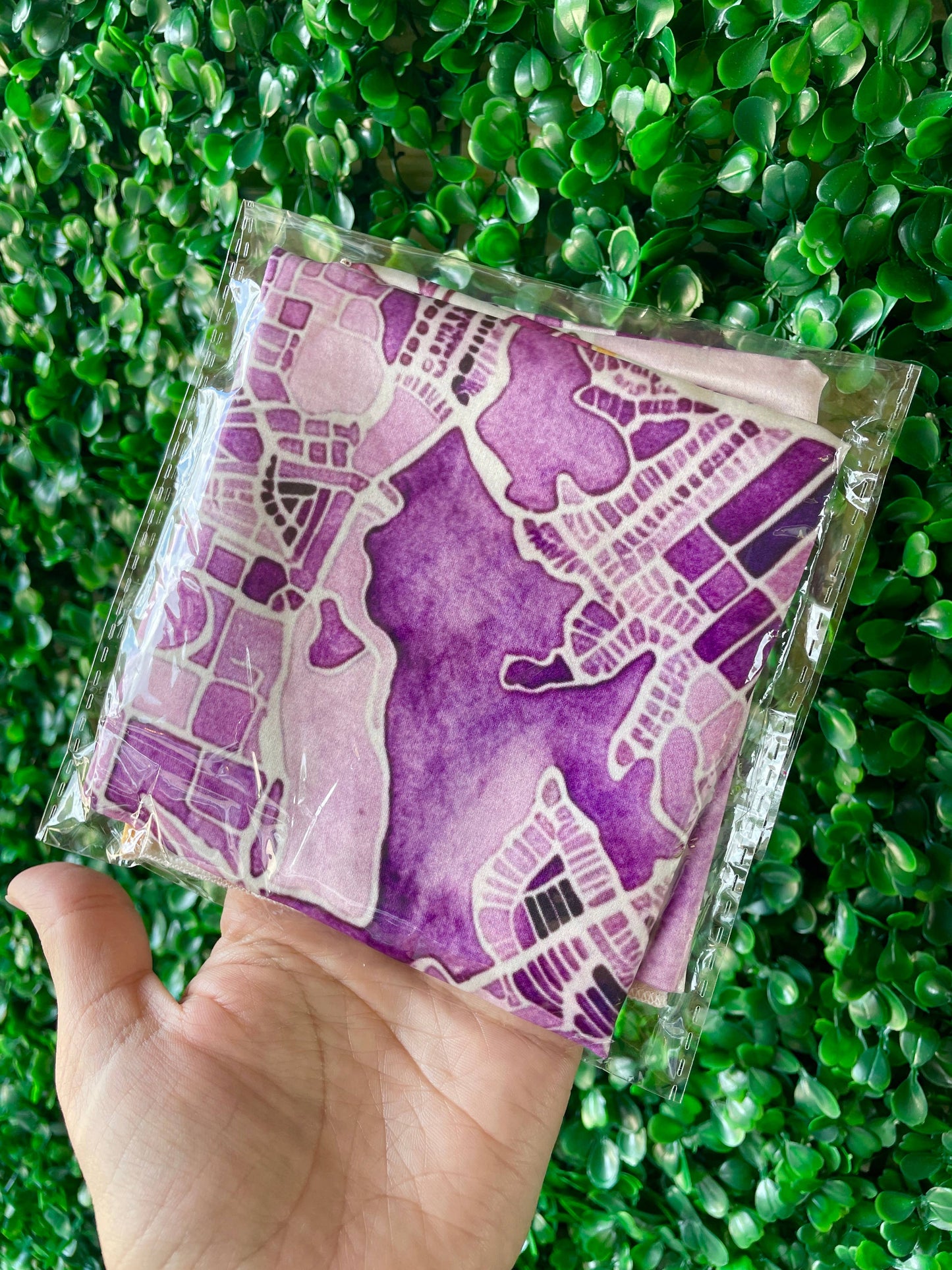 Watercolor Scarf - Baton Rouge Map - Purple & Yellow