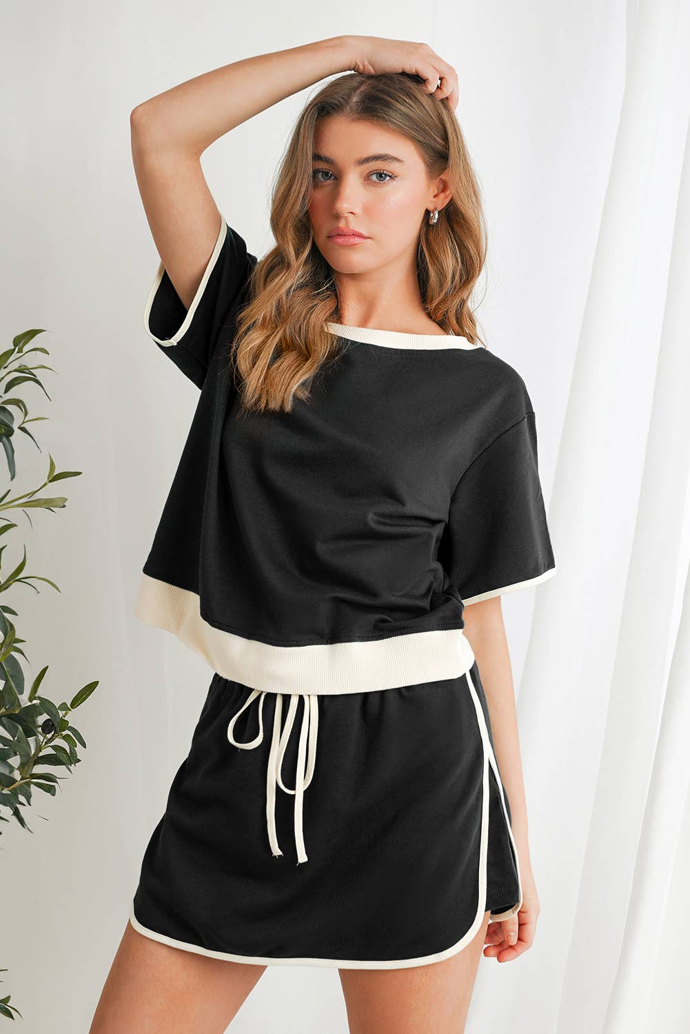 Colorblock Drop Shoulder T Shirt & Skirt Set | S-XL & 1X-4X